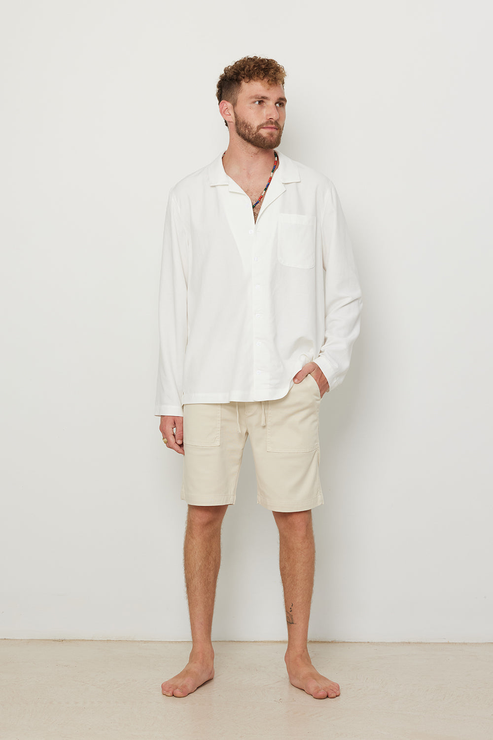 Long Sleeve Buttoned Shirt For Men White
