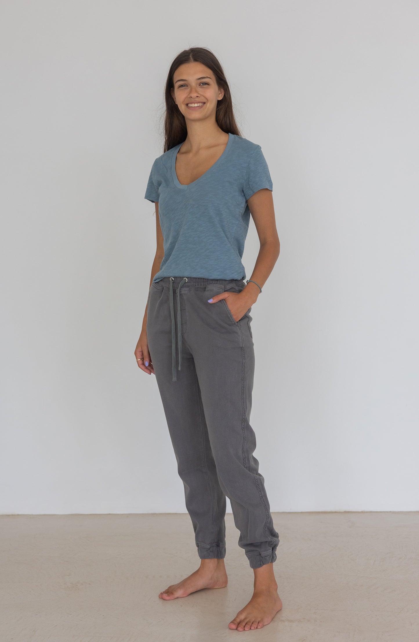 Linen Style T-Shirt Blue