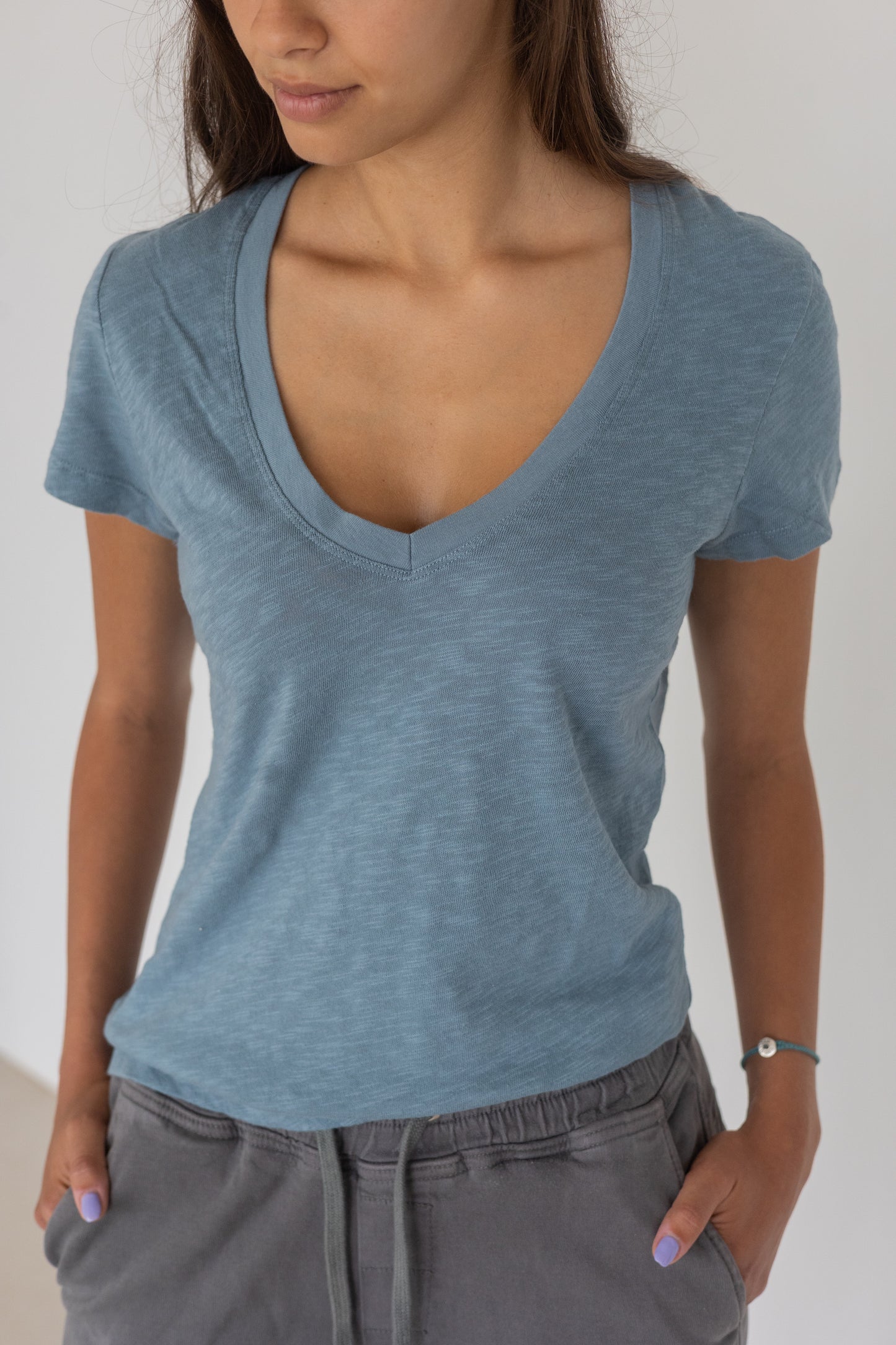 Linen Style T-Shirt Blue