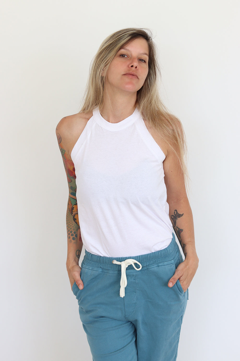 Collar Tank Top White