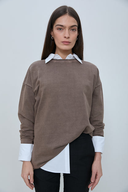 KLEE SWEATSHIRT WASHED MOCHA