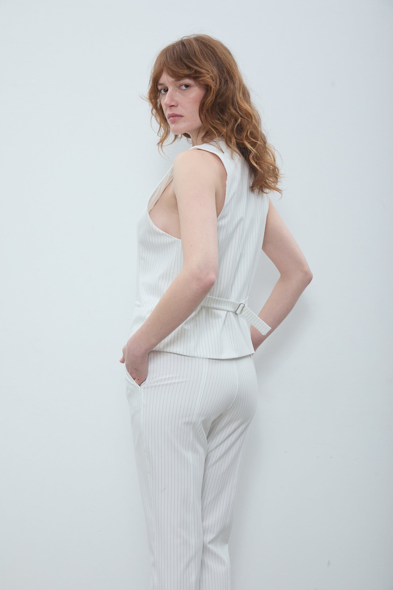 Ticho Pants White Pinstripe