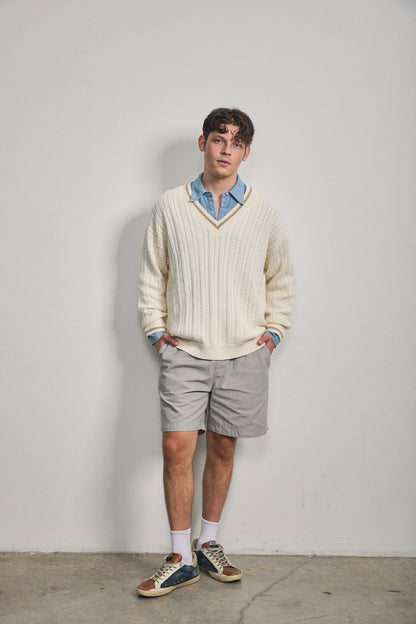 Solene Cable Knit Sweater Cream
