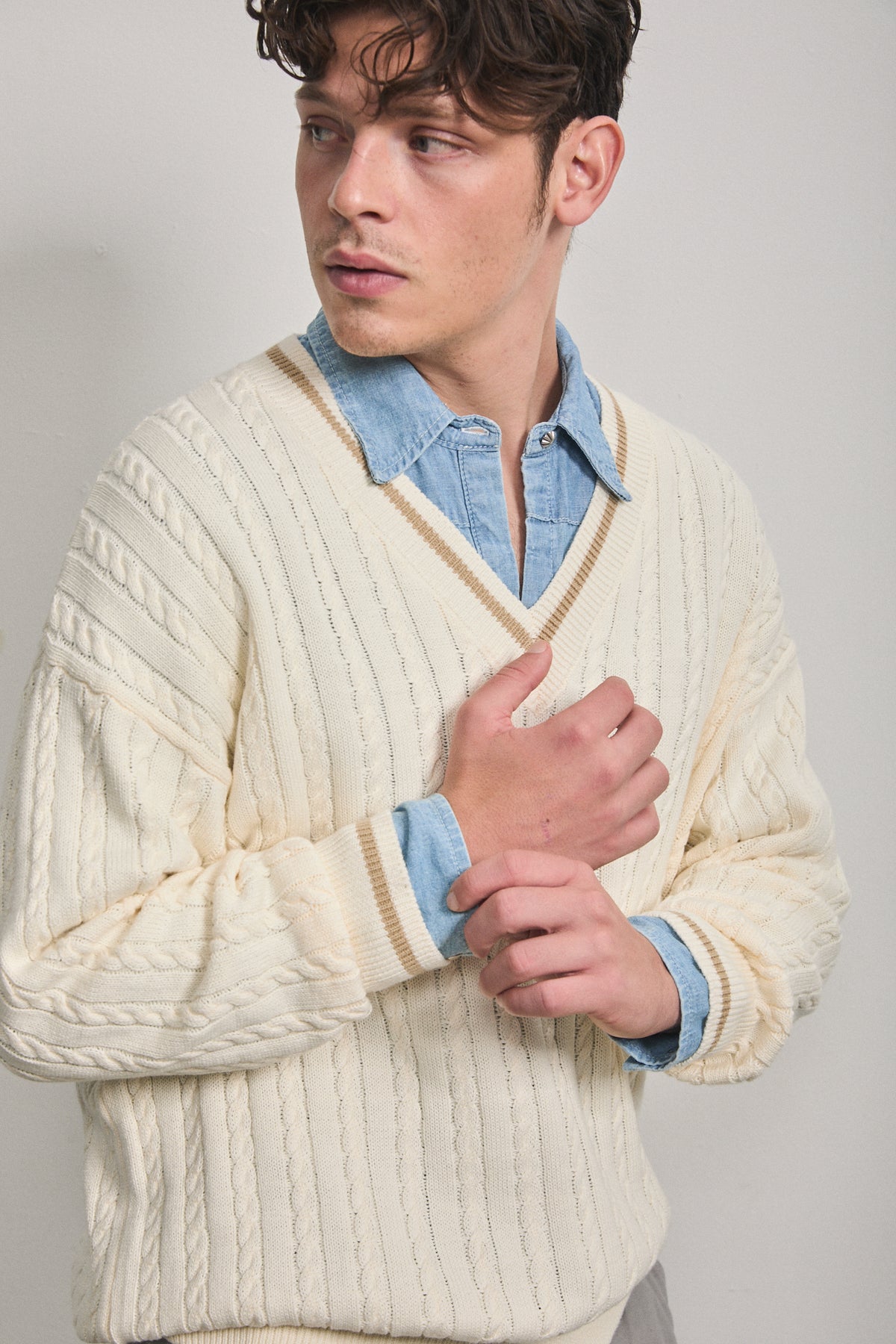 Solene Cable Knit Sweater Cream