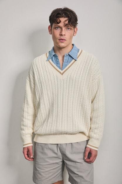Solene Cable Knit Sweater Cream