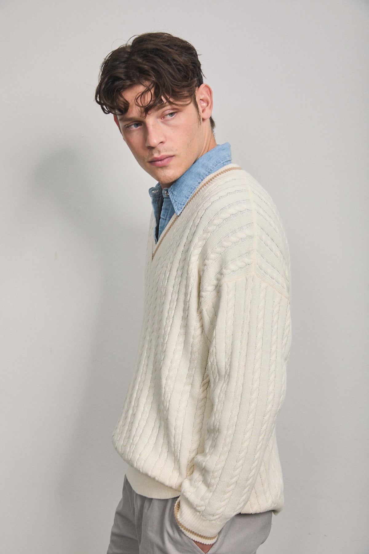 Solene Cable Knit Sweater Cream