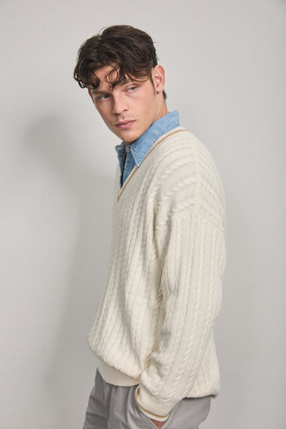 Solene Cable Knit Sweater Cream