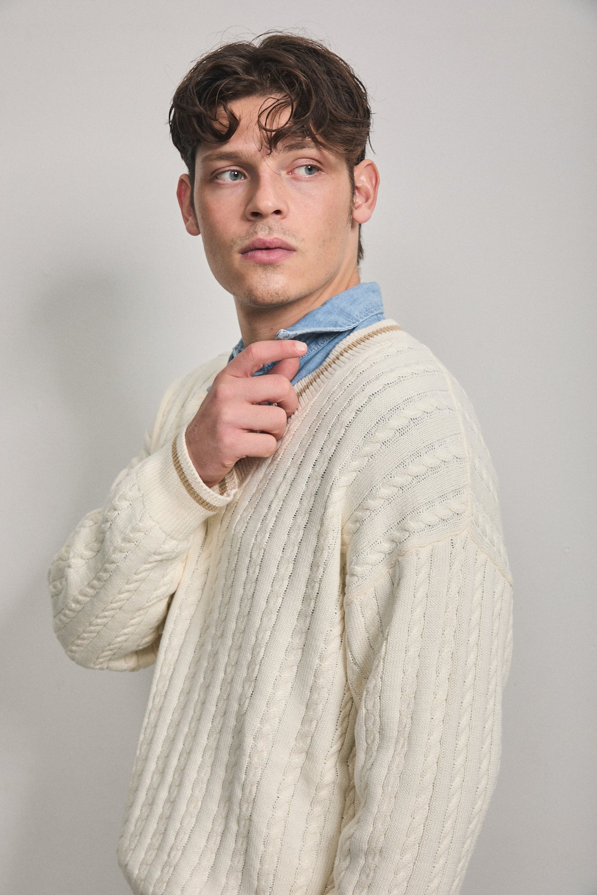 Solene Cable Knit Sweater Cream