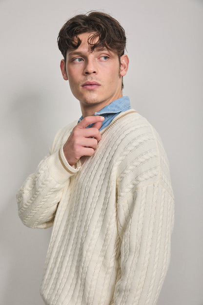 Solene Cable Knit Sweater Cream
