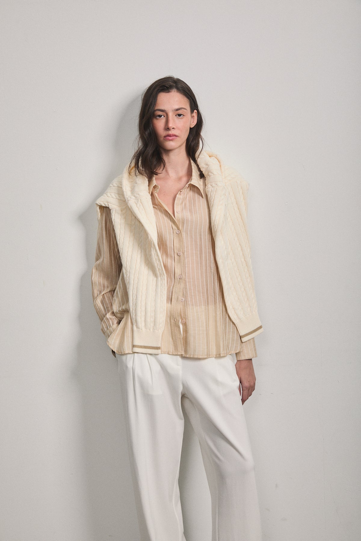 Adelle Striped Shirt Cream