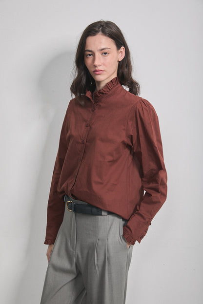 Alma Ruffle Shirt Teracotta