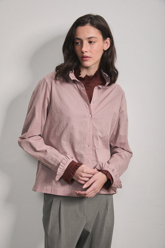 Alma Ruffle Shirt dusty pink