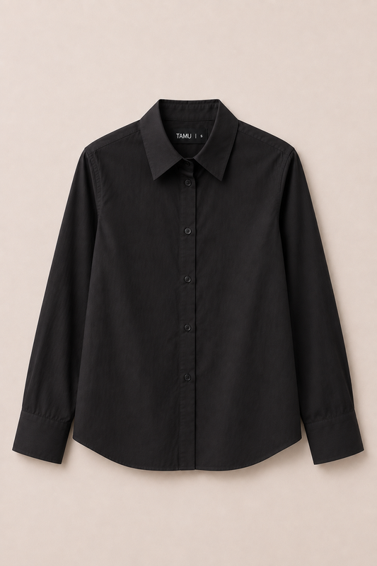 Crisp Cotton Shirt Black