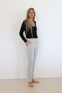 Classic White And Grey Stripes Pants