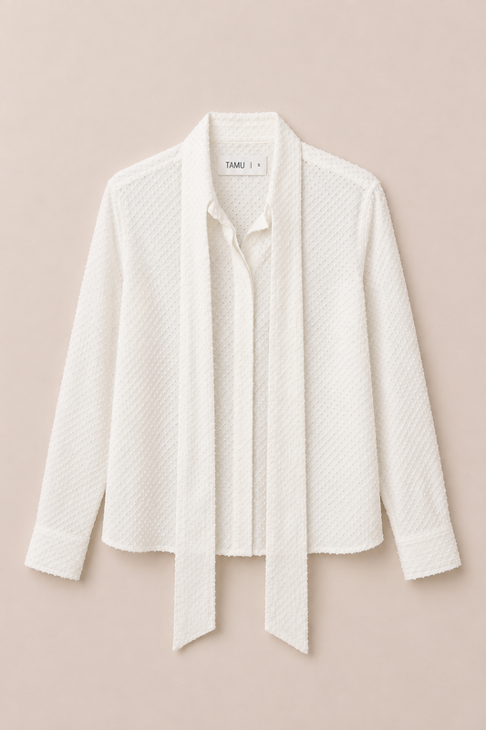 Tie-Neck Cotton Shirt