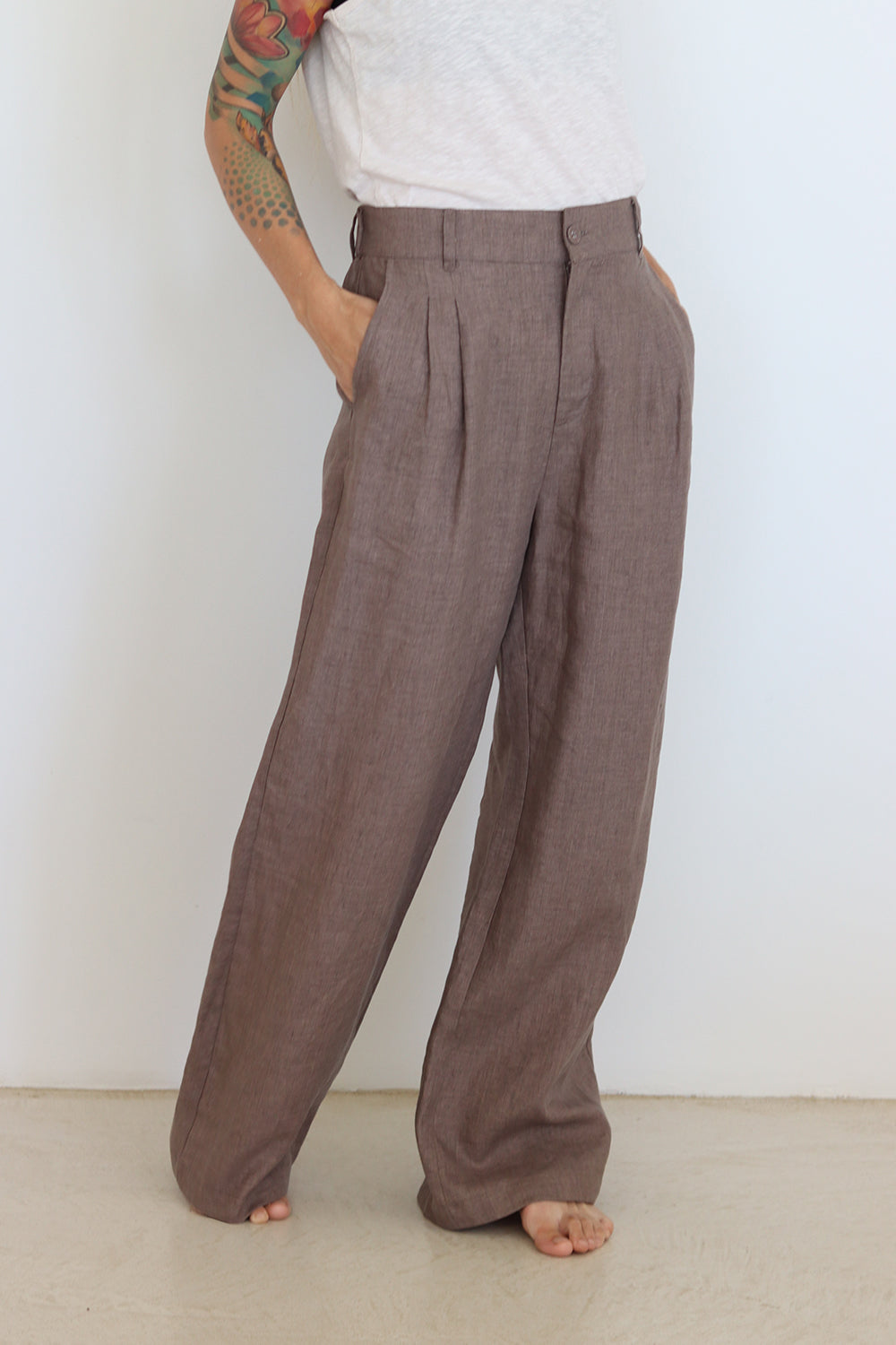 Paris Brown Linen Pants