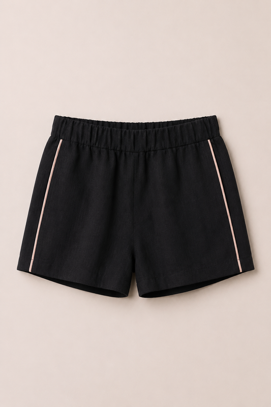 Relaxed linen shorts black