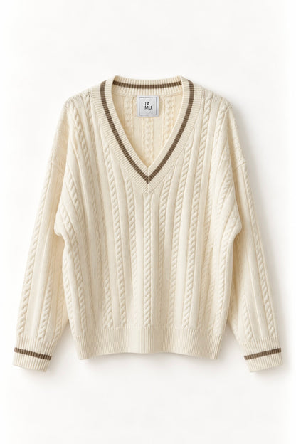 Solene Cable Knit Sweater Cream