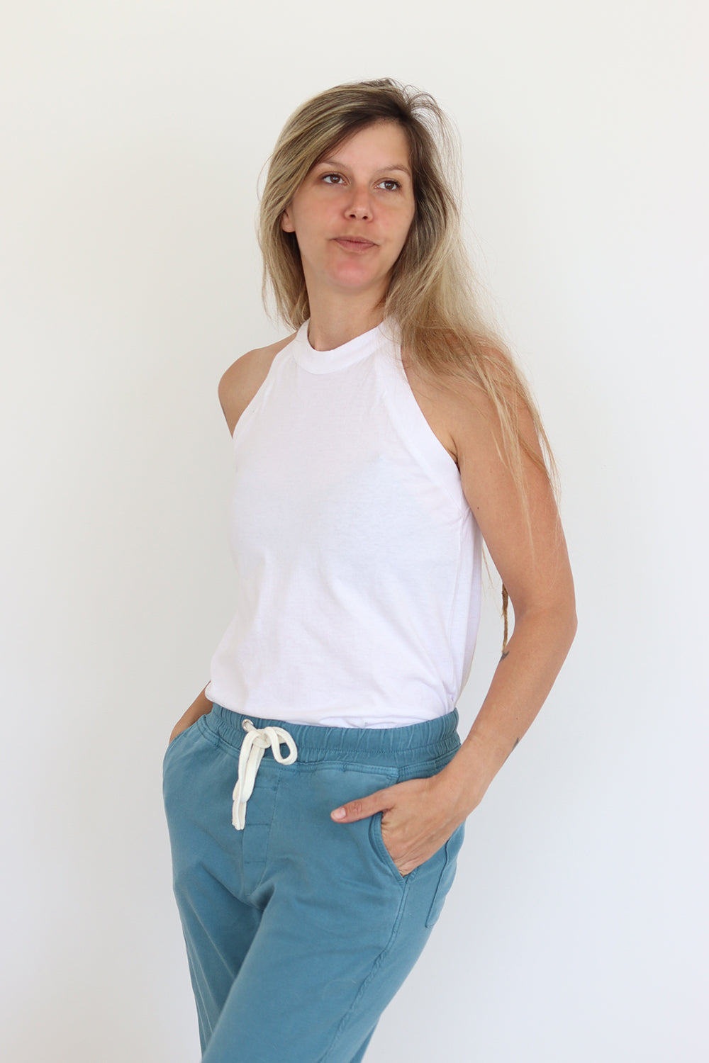 Collar Tank Top White