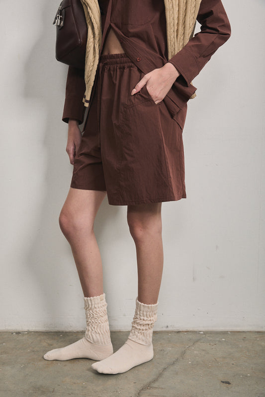 ETELLE NYLON BERMUDA SHORTS ESPRESSO