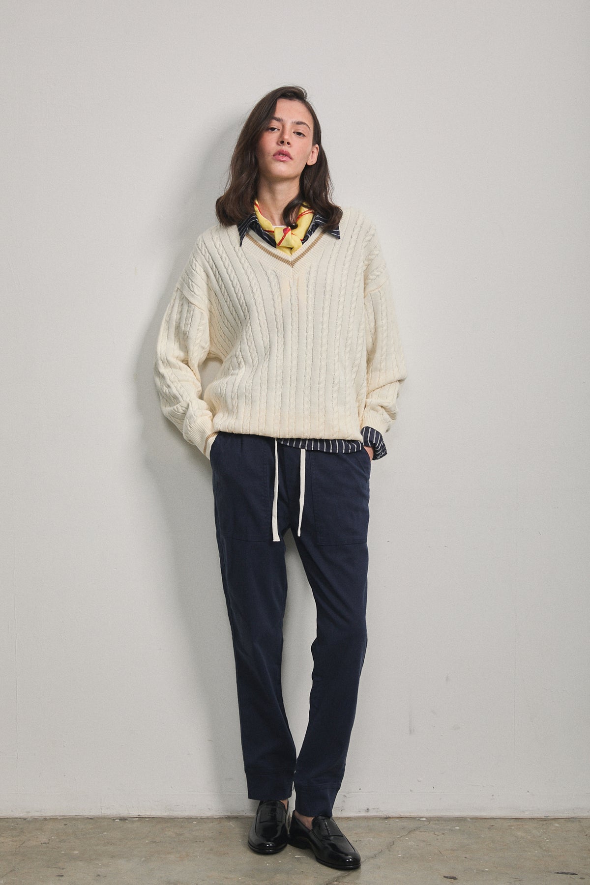Solene Cable Knit Sweater Cream