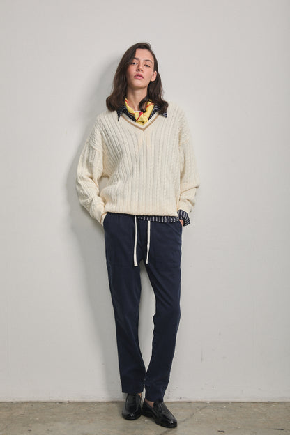 Solene Cable Knit Sweater Cream