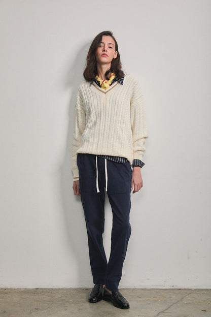 Solene Cable Knit Sweater Cream