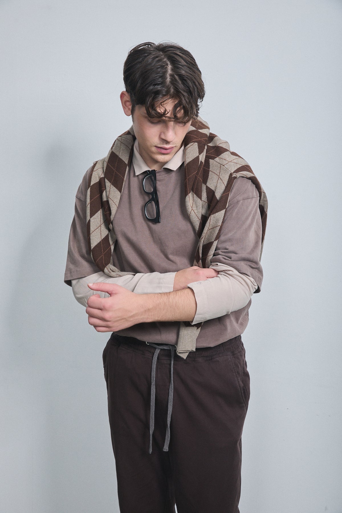 Noelle Argyle Cardigan Espresso