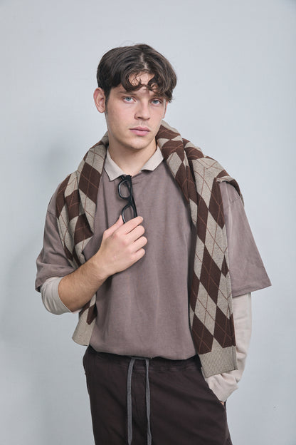 Noelle Argyle Cardigan Espresso