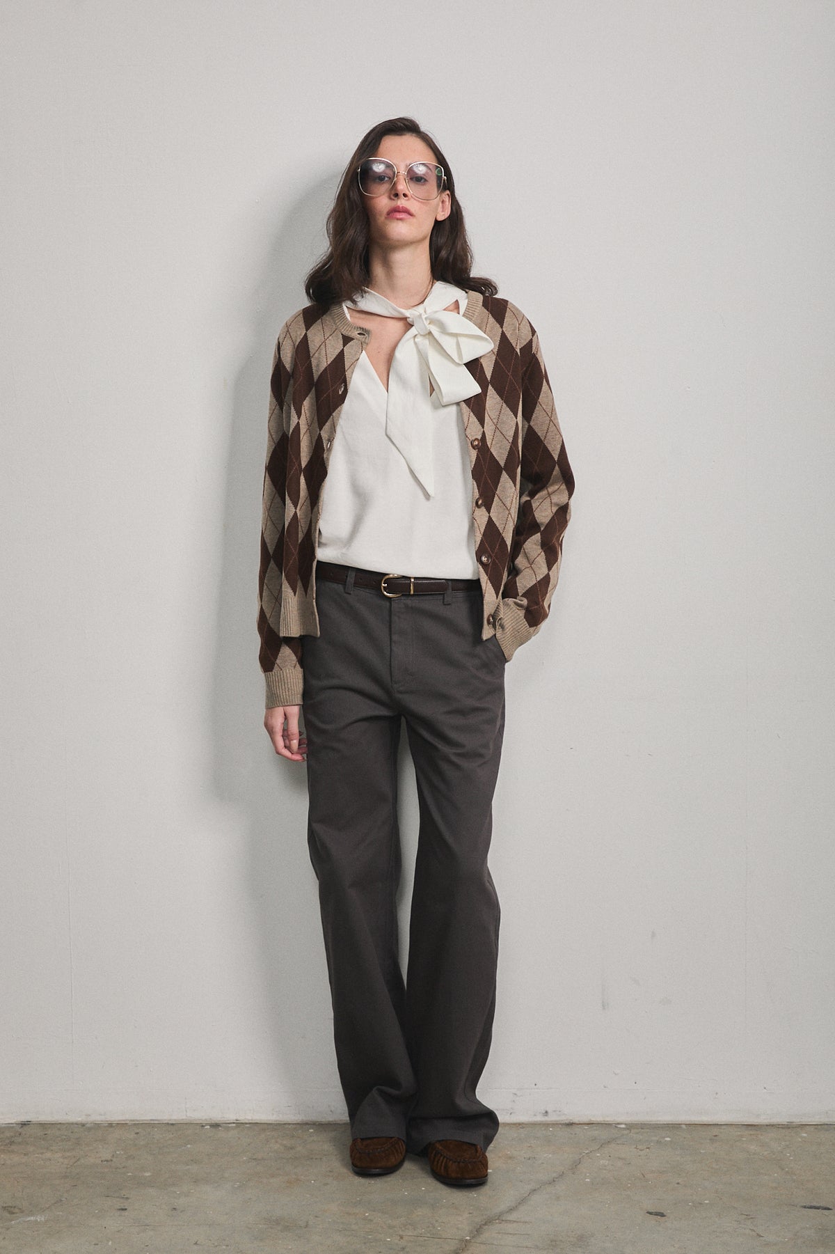 Noelle Argyle Cardigan Espresso