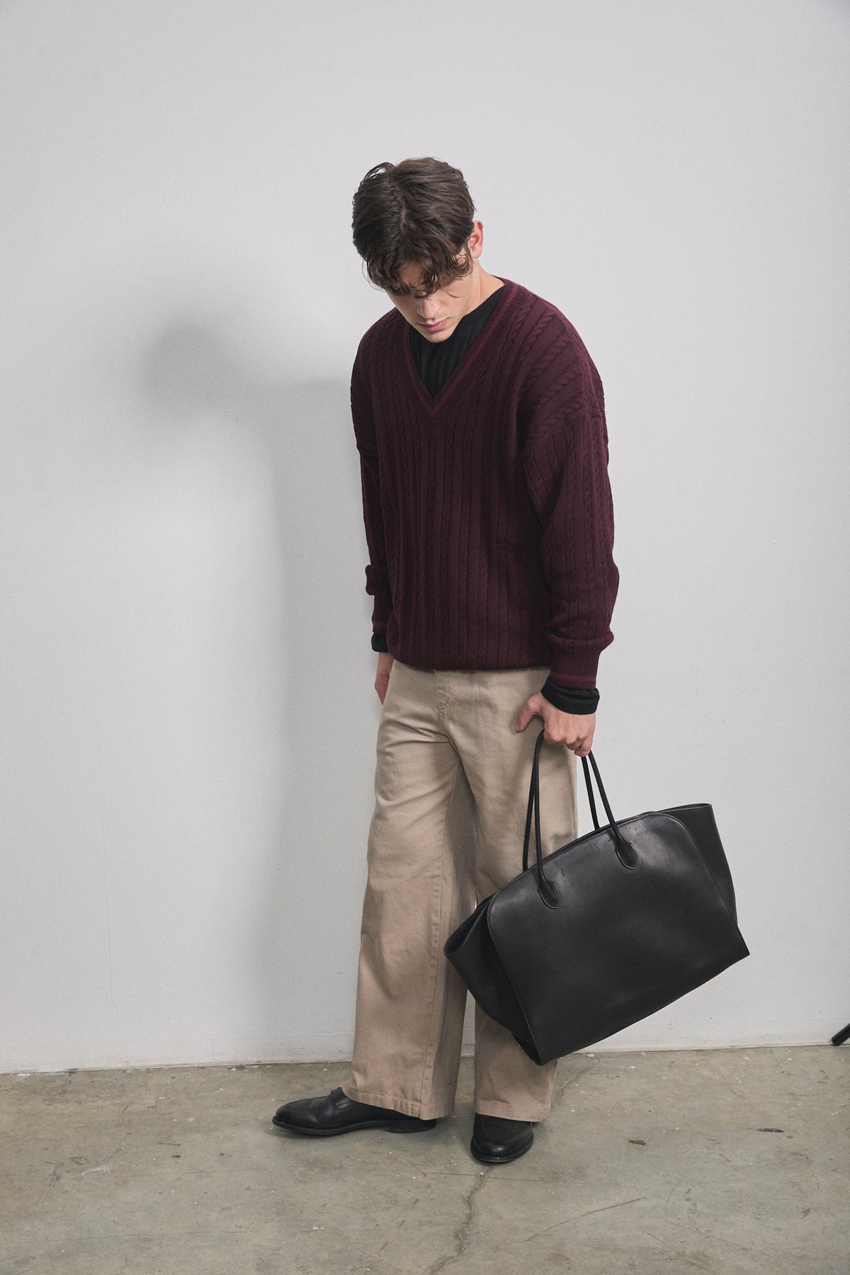 Solene Cable Knit Sweater Burgundy