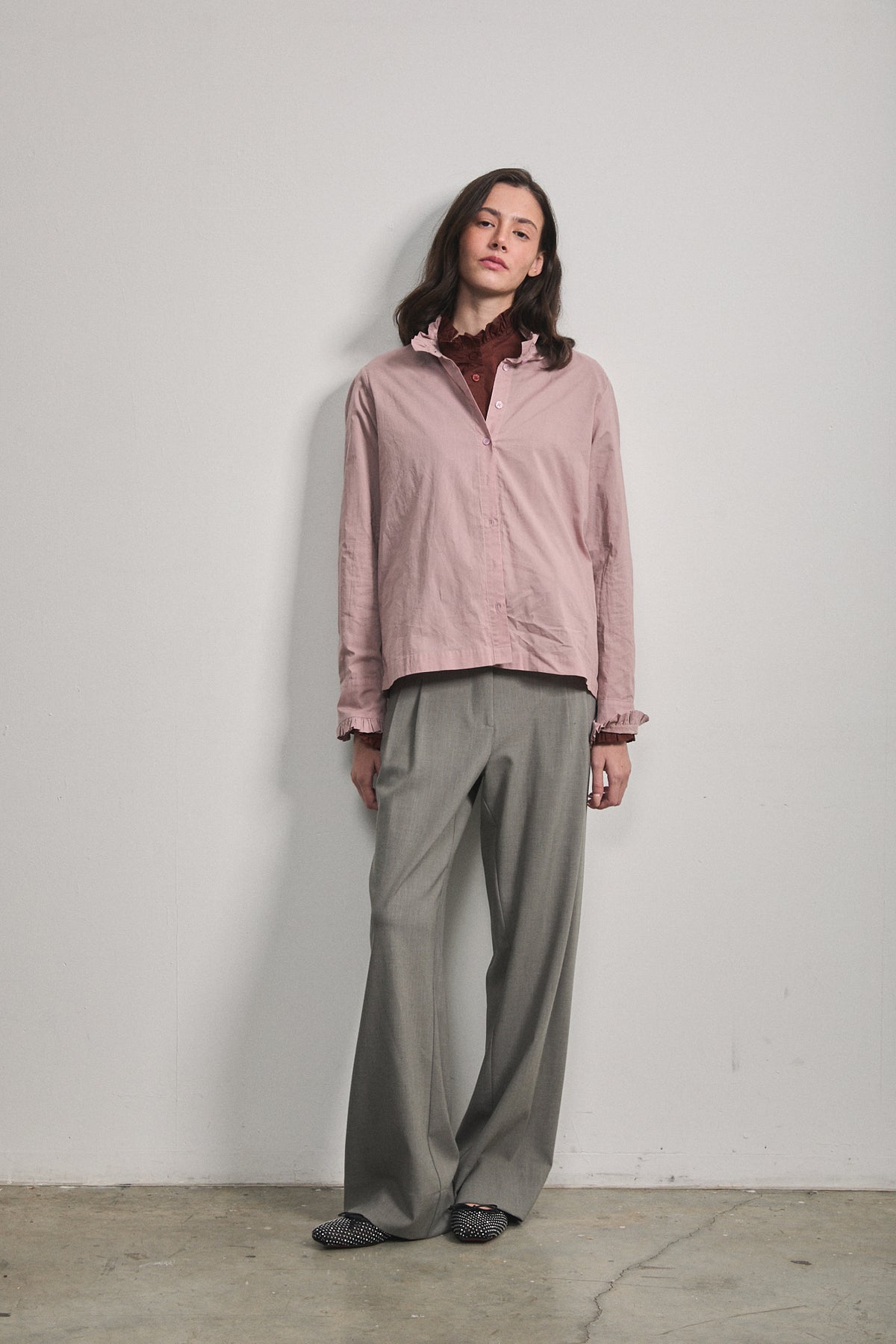Alma Ruffle Shirt dusty pink
