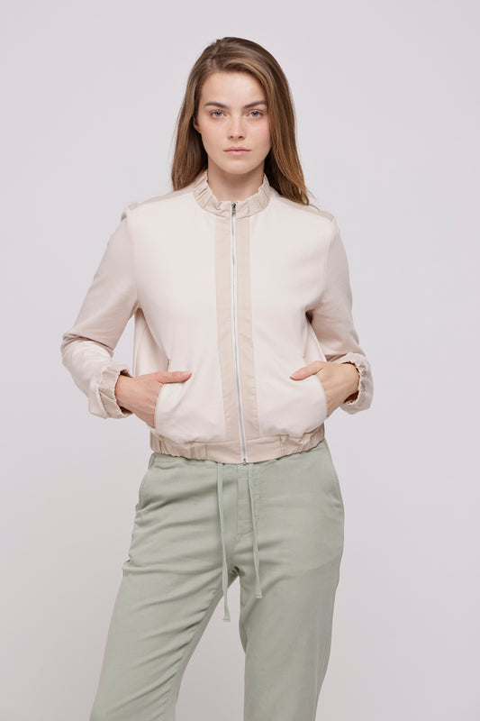 Beige Short Zipper Jacket Ponto
