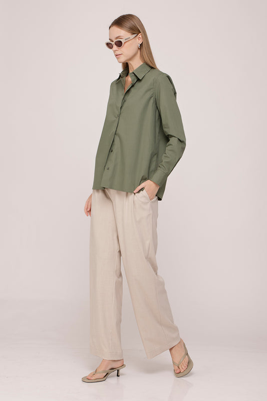 Green Long Sleeve Buttoned Shirt