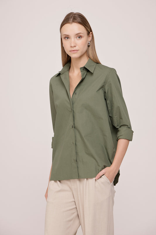 Green Long Sleeve Buttoned Shirt