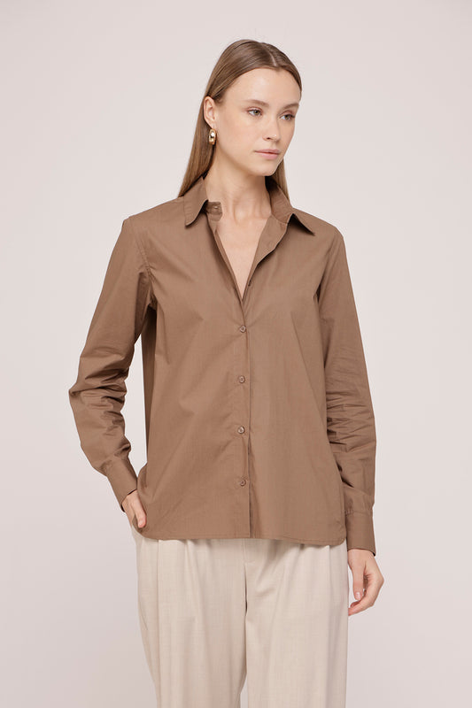Brown Long Sleeve Buttoned Shirt
