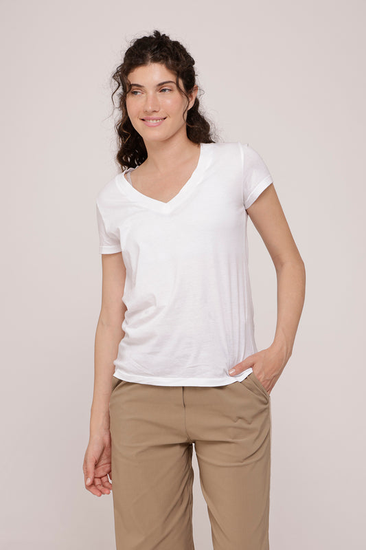 Cotton V T-Shirt White