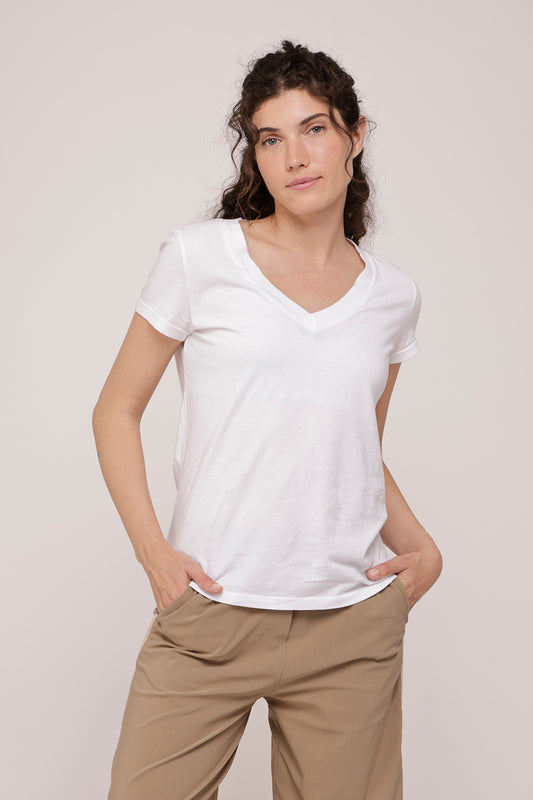 Cotton V T-Shirt White