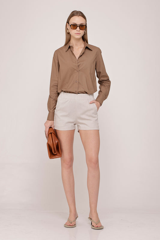 Brown Long Sleeve Buttoned Shirt