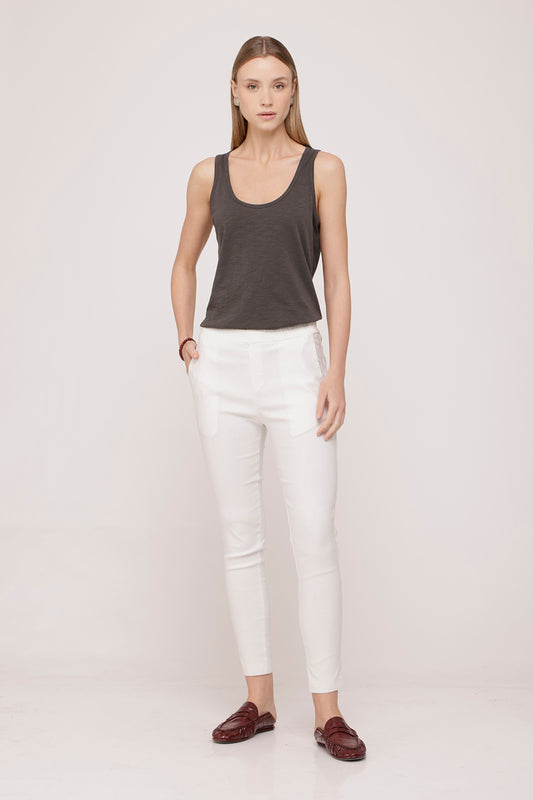 Classic White With Beige Stripes Pants