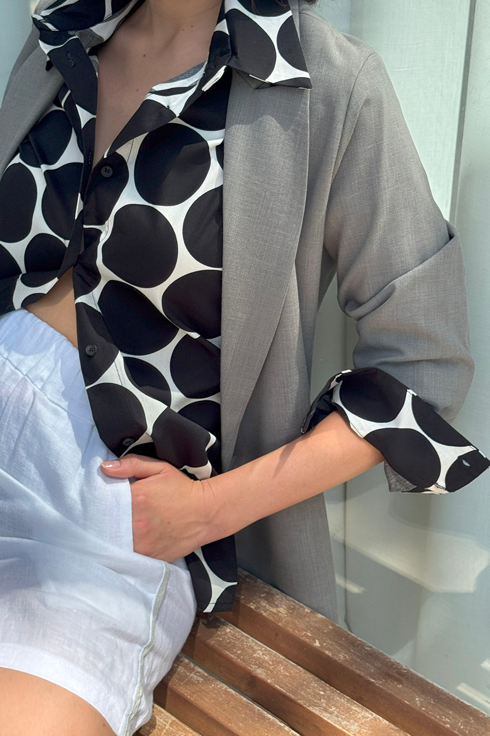 Black Dot Long Sleeve Buttoned Shirt