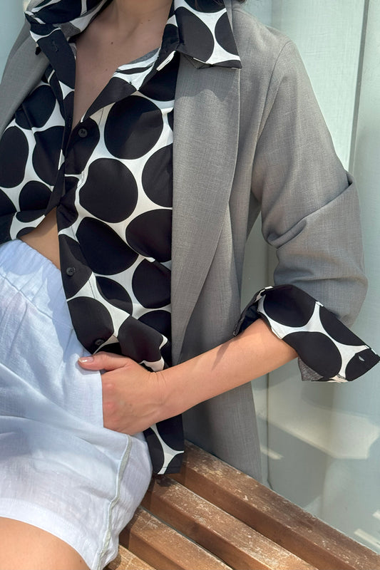 Black Dot Long Sleeve Buttoned Shirt