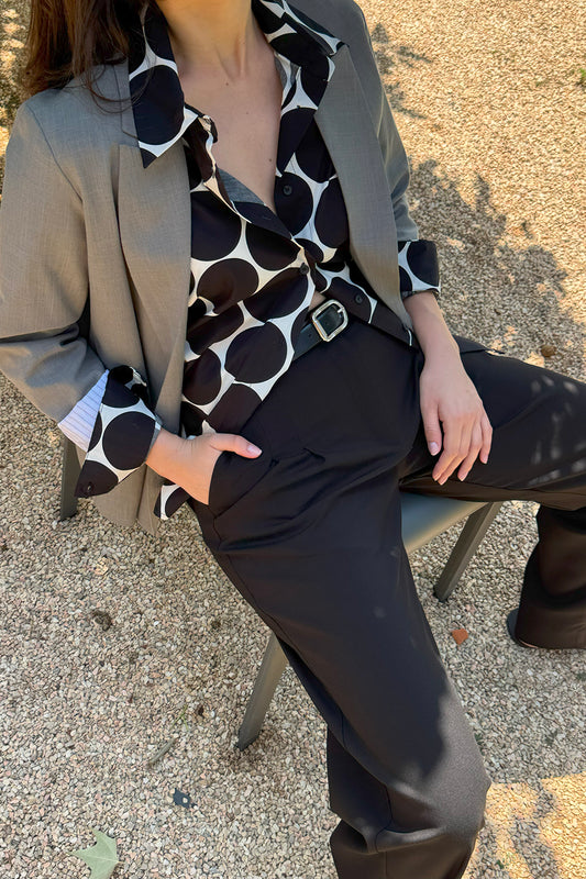 Black Dot Long Sleeve Buttoned Shirt