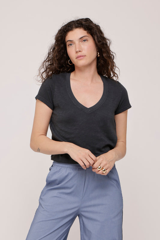 Linen Style T-Shirt Dark Gray