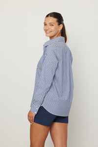 Blue Stripes Long Sleeve Buttoned Shirt