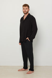 Long Sleeve Buttoned Shirt For Men Black