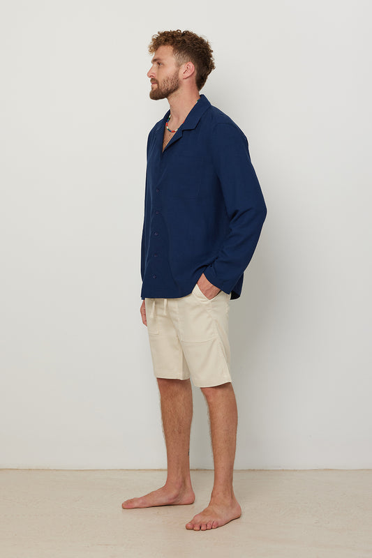 Long Sleeve Buttoned Shirt For Men Blue