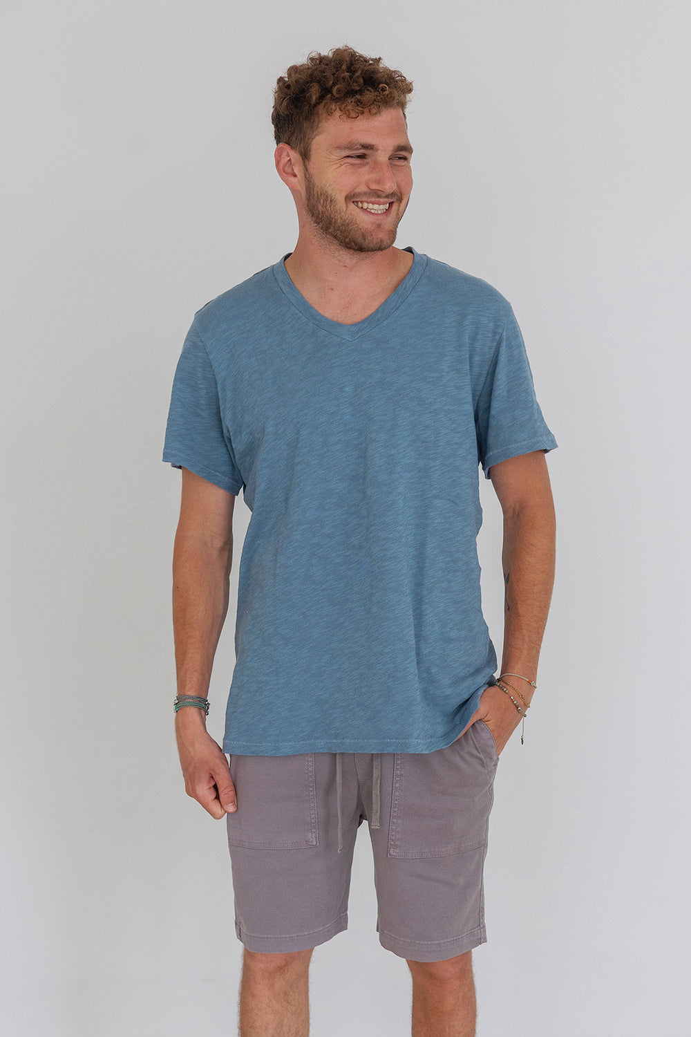 Linen Style T-Shirt Blue