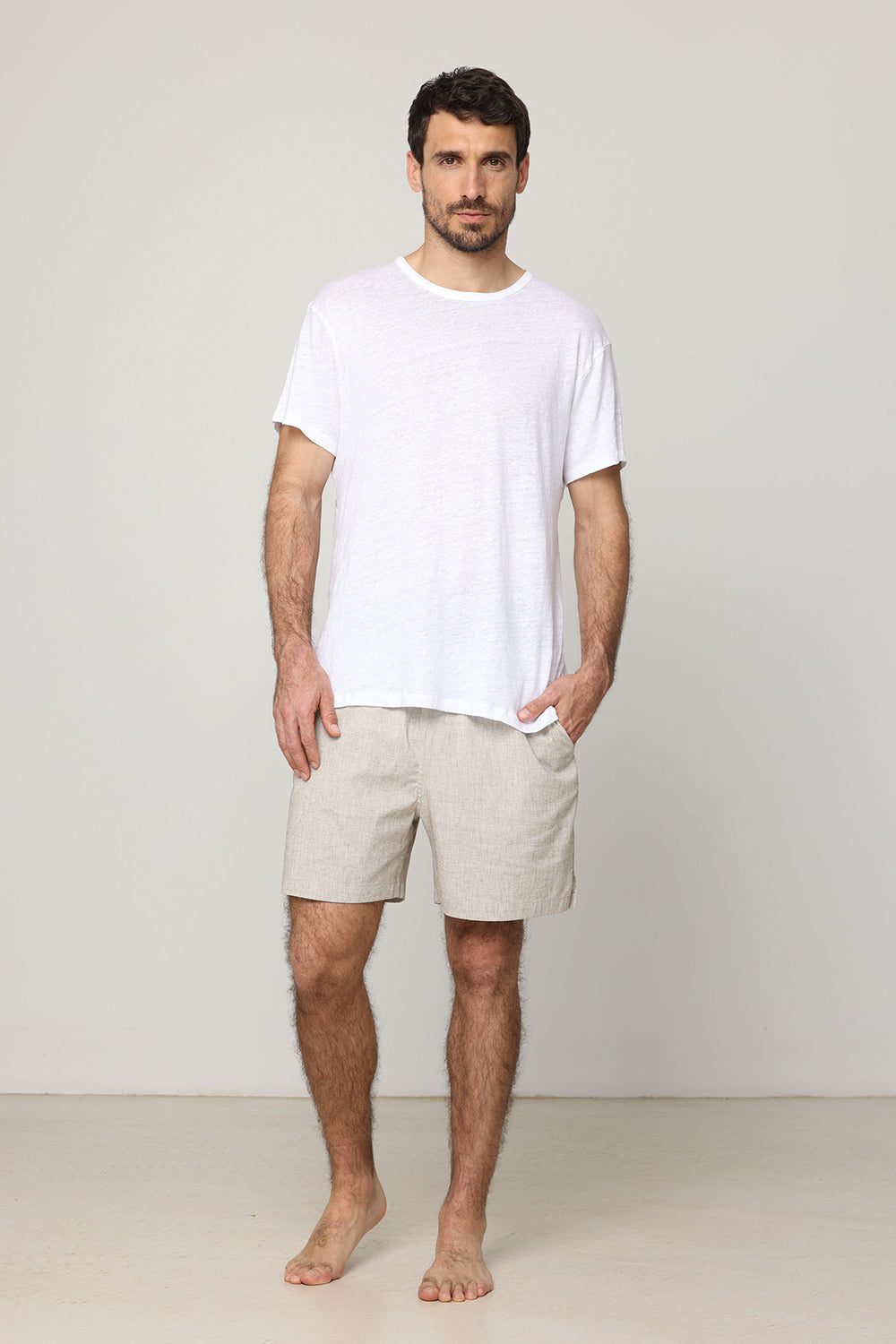 Men Short Linen Pants Natural TAMU PANTS