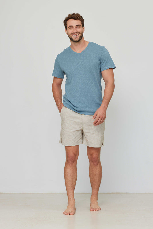 Linen Style T-Shirt Blue